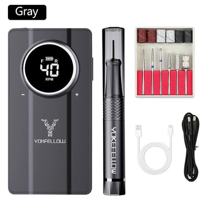 Grey Portable Nail Polisher 40000RPM Professional Sander