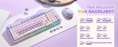 Wireless 99-Key Mechanical Keyboard RGB Hot-Swap Purple