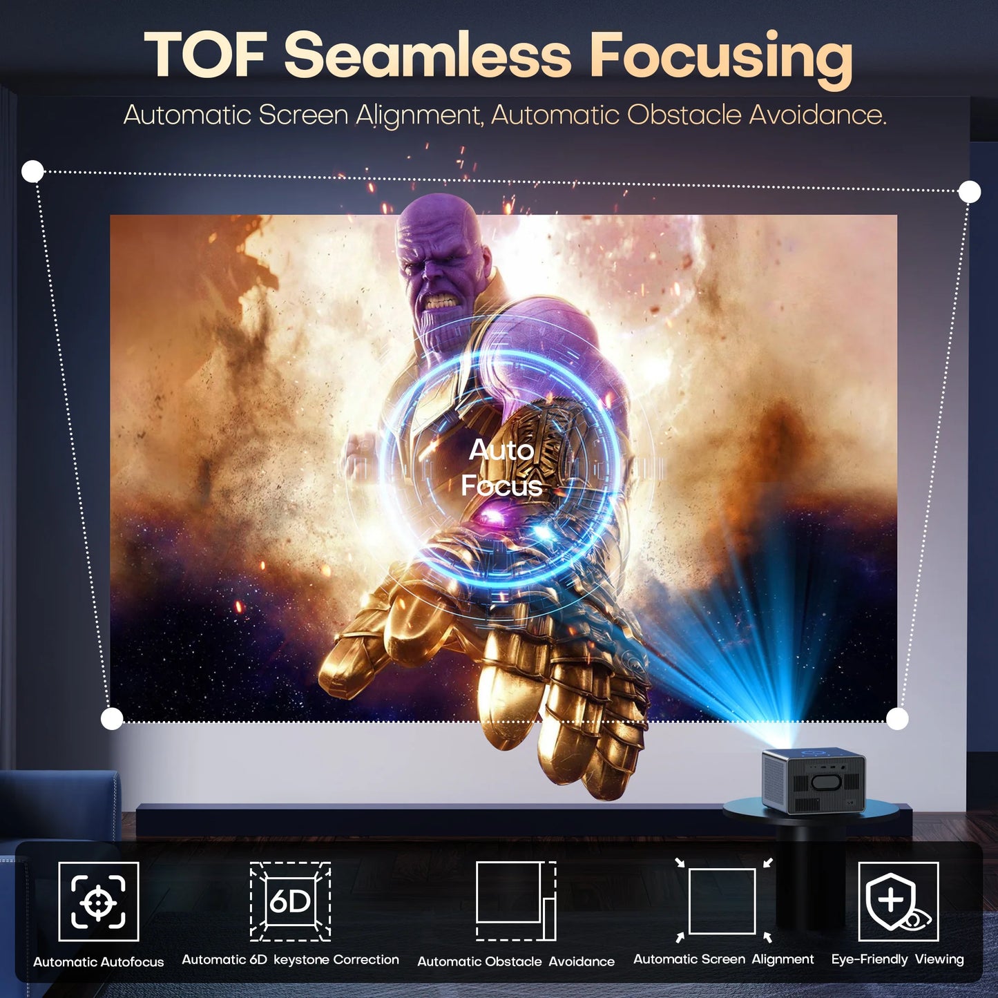 4000 ANSI 4K Smart Projector WiFi 6 Google TV