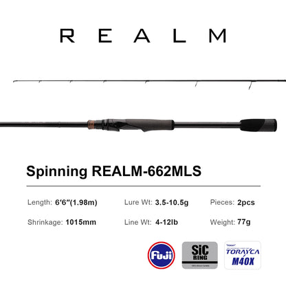 6’6” Bass Rod M40X Carbon Soft Bait Spinning