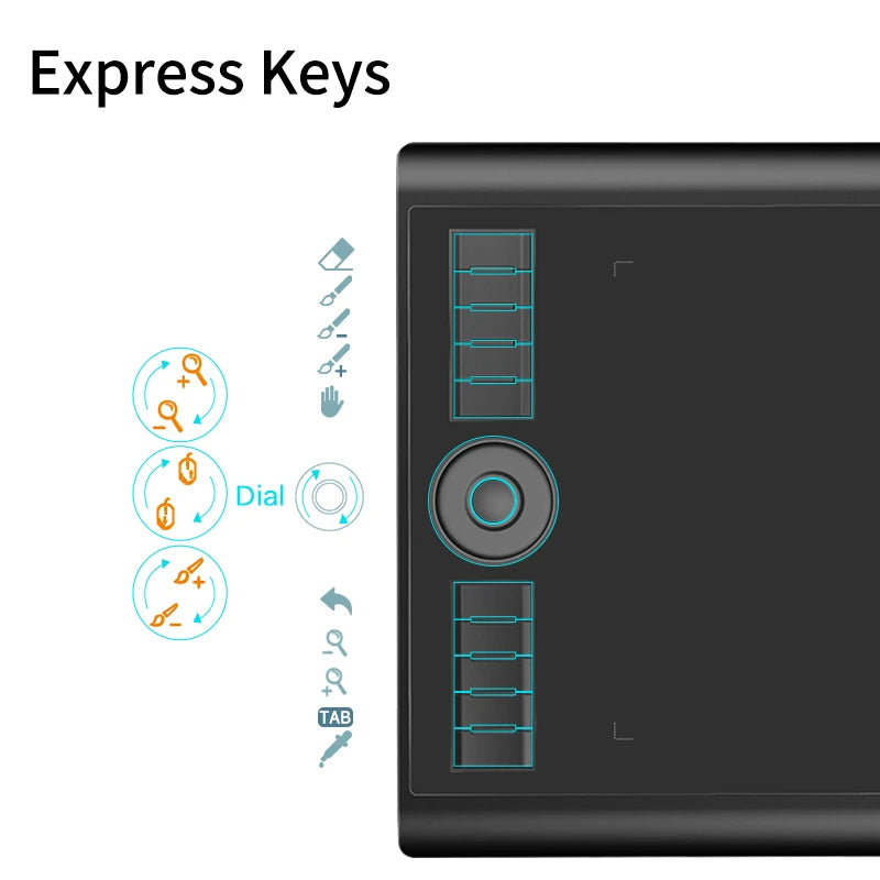 10x6.25" Graphics Tablet with 10 Shortcut Keys