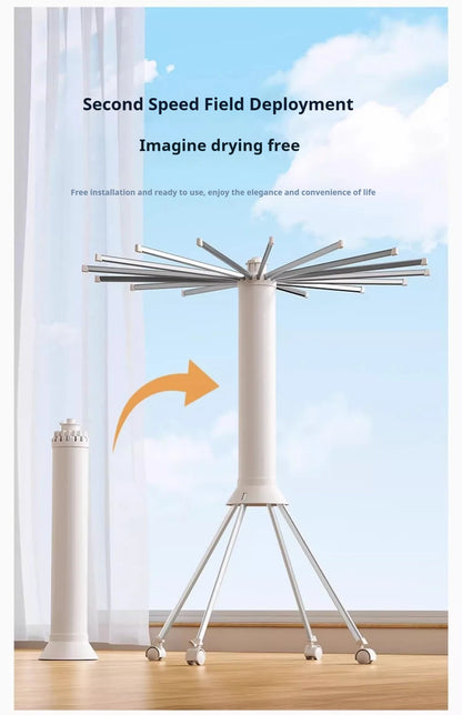 Foldable Clothes Drying Rack Portable Rotating Design