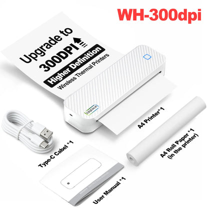 Portable A4 Thermal Printer 300dpi Bluetooth Document Printer