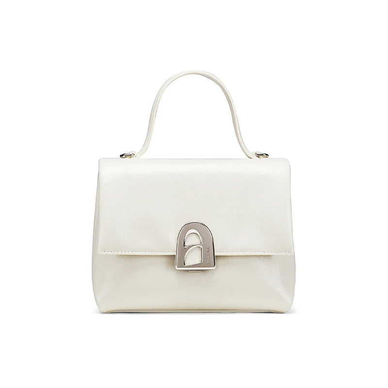 Small A-Line Leather Handbag Ivory