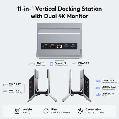 USB-C 10Gbps Dual Monitor Dock with Power Delivery