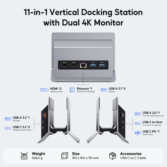 USB-C 10Gbps Dual Monitor Dock with Power Delivery