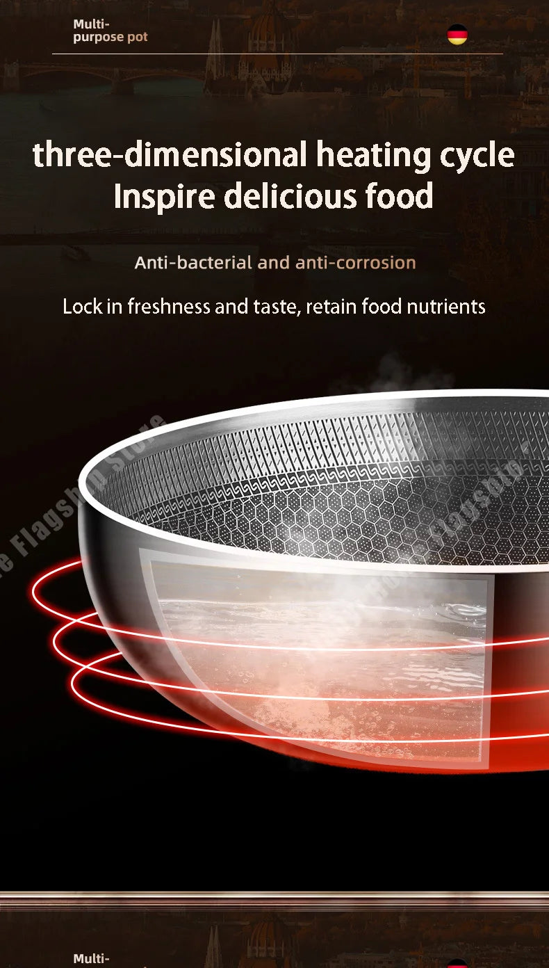 28cm 316 Stainless Steel Honeycomb Non-Stick Frying Pan