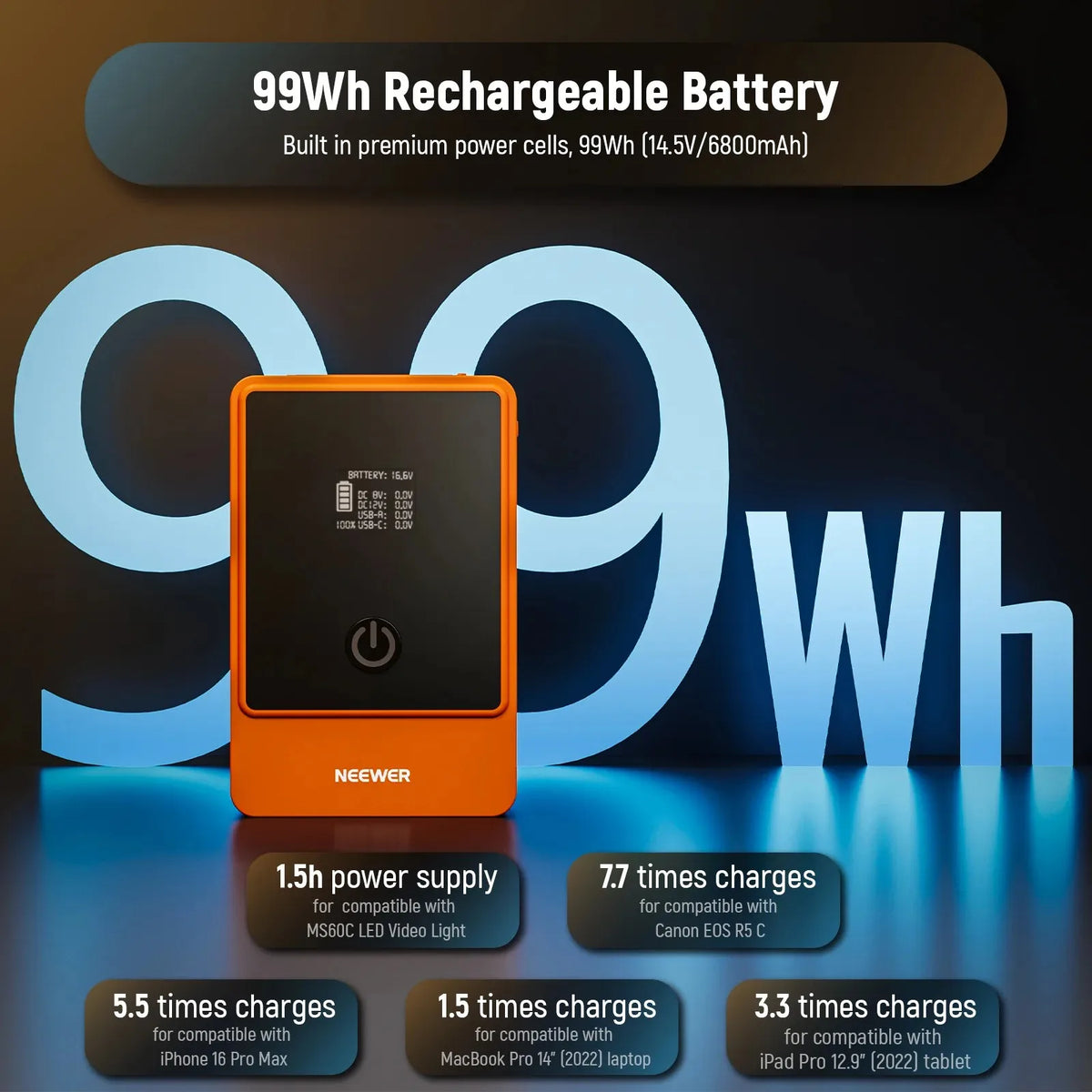 Orange V Mount Battery 99Wh 14.5V for Cameras and Lights