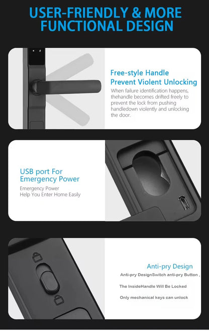 Keyless Sliding Door Lock with Fingerprint & Password
