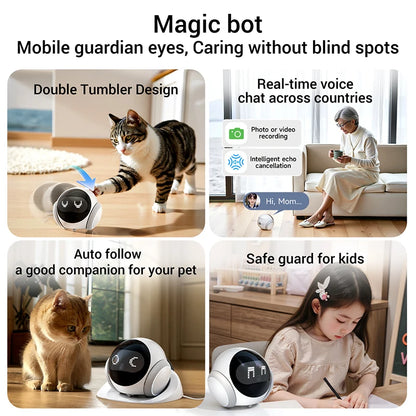 2K Smart Pet Robot Camera 128GB Auto Charging