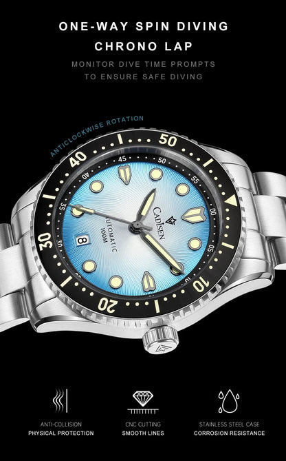 Luxury Automatic Watch Ceramic Bezel Waterproof Blue