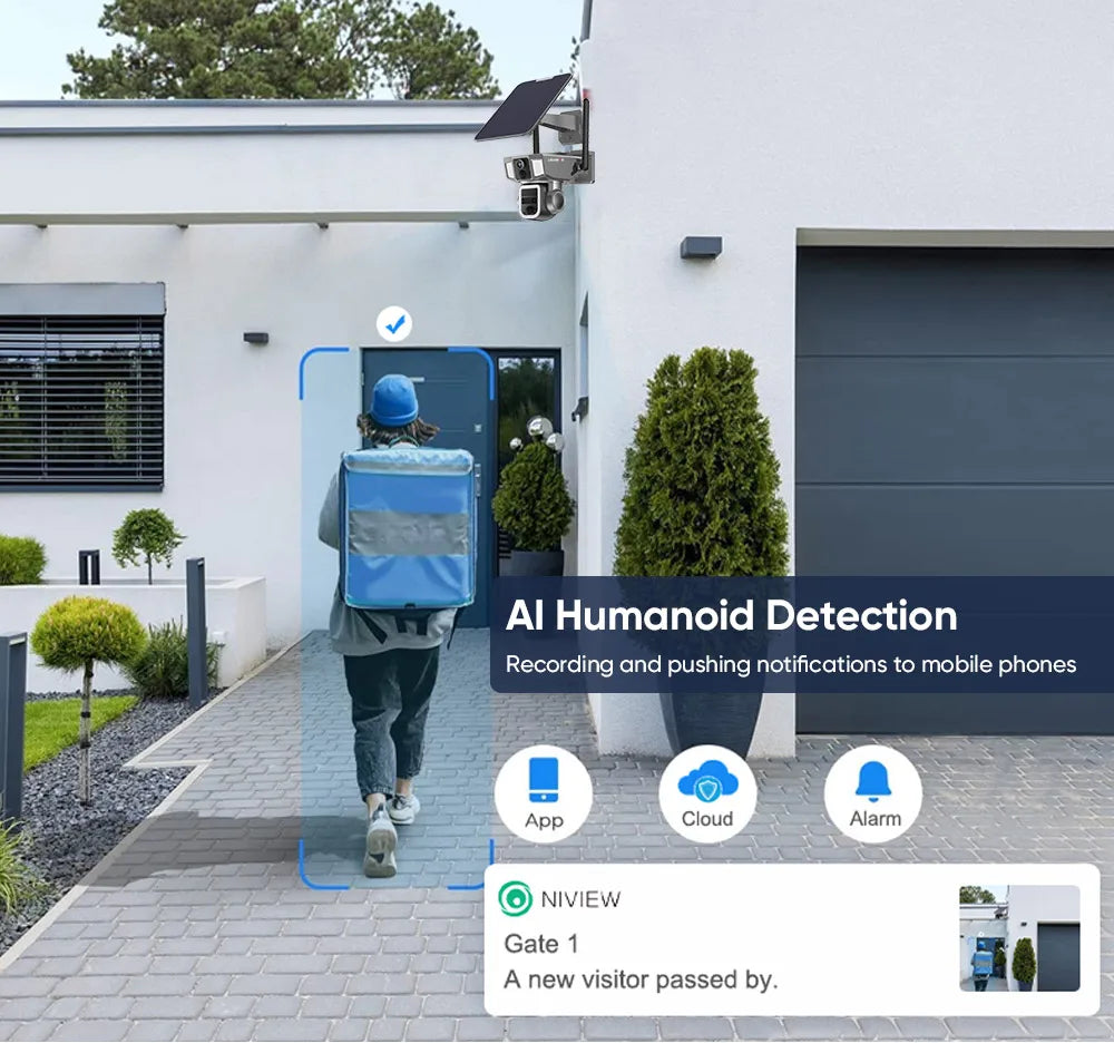 4G Solar Powered 4K Outdoor Security Camera Dual Screen