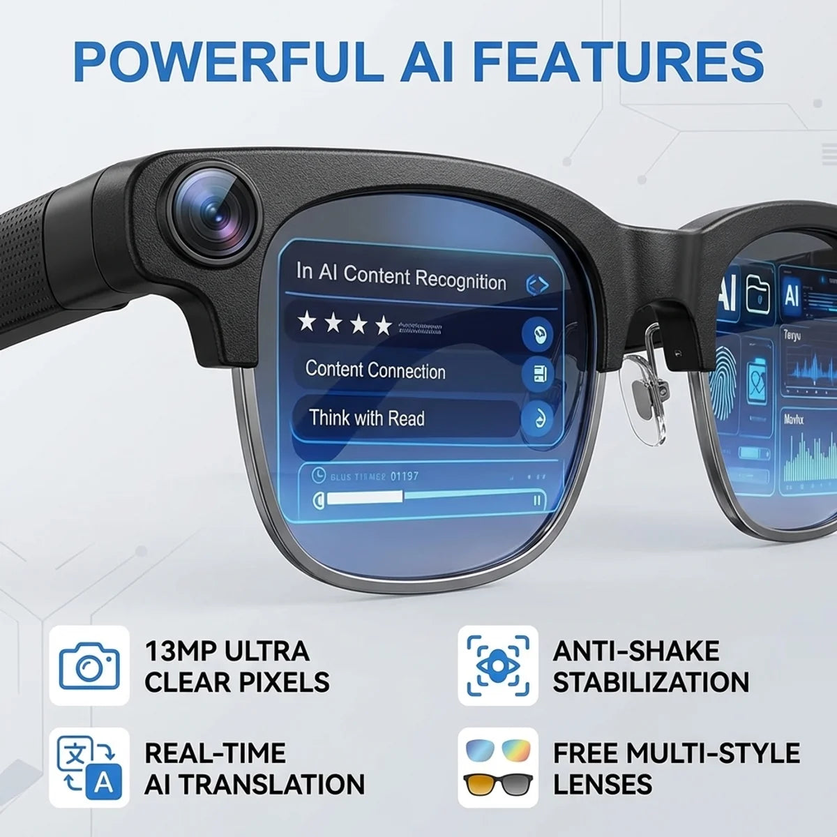 AI Smart Glasses with 4K HD Camera & Bluetooth