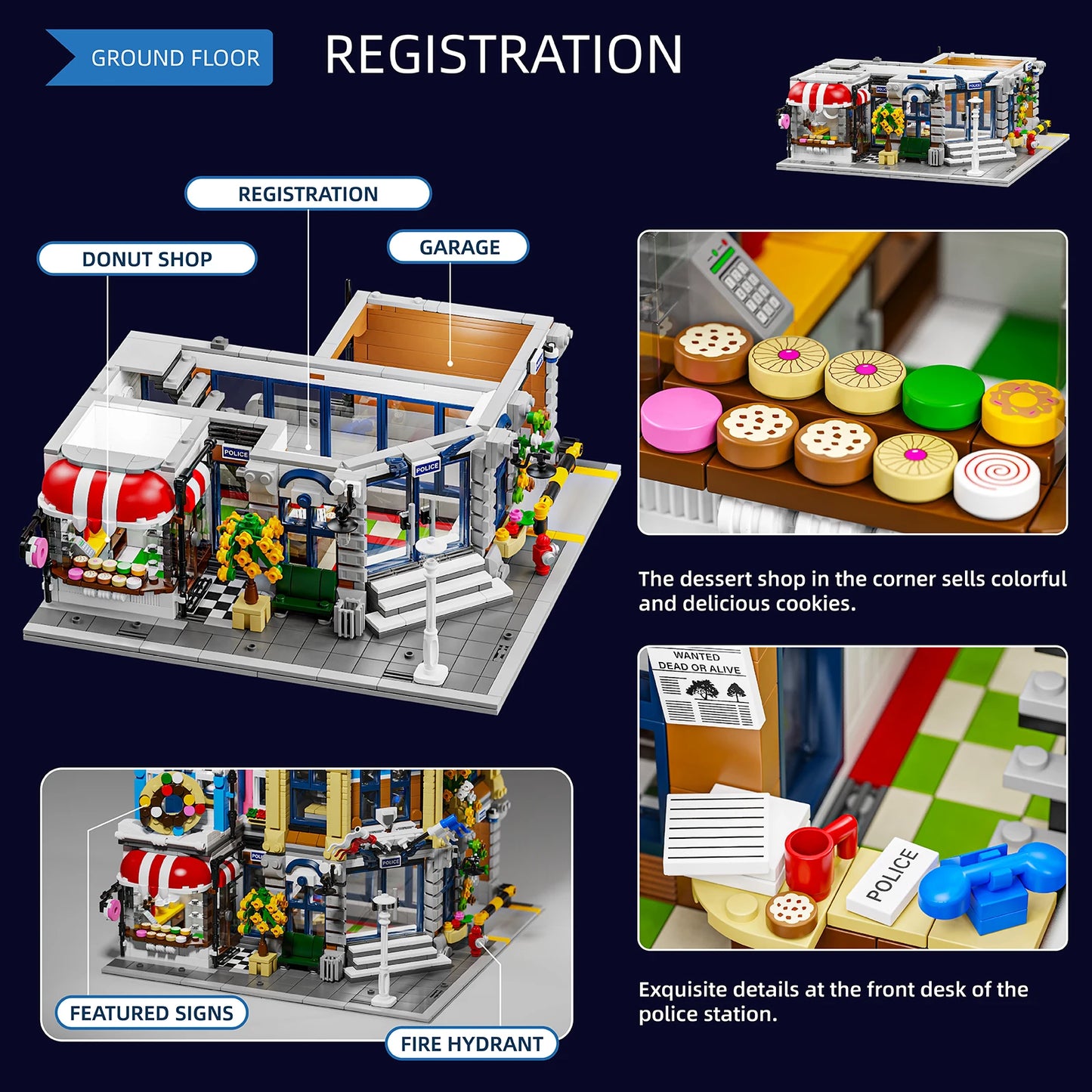 Brick Town Police Station and Apartment Modular Building Blocks 3200PCS