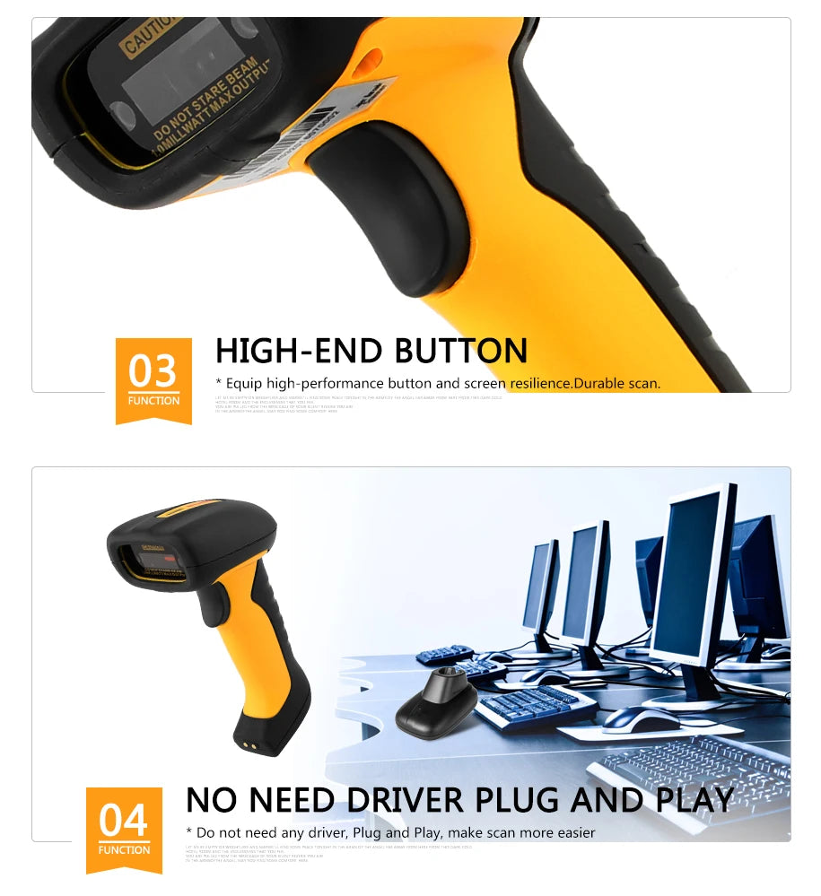 Cordless Bluetooth Barcode Scanner 2D QR Code for POS