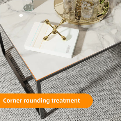 Modern White Rectangular Coffee Table for Living Room