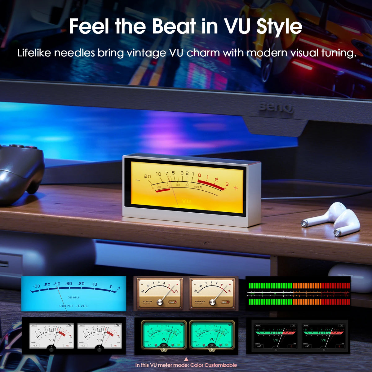 Digital VU Meter Audio Spectrum Visualizer Desktop Clock