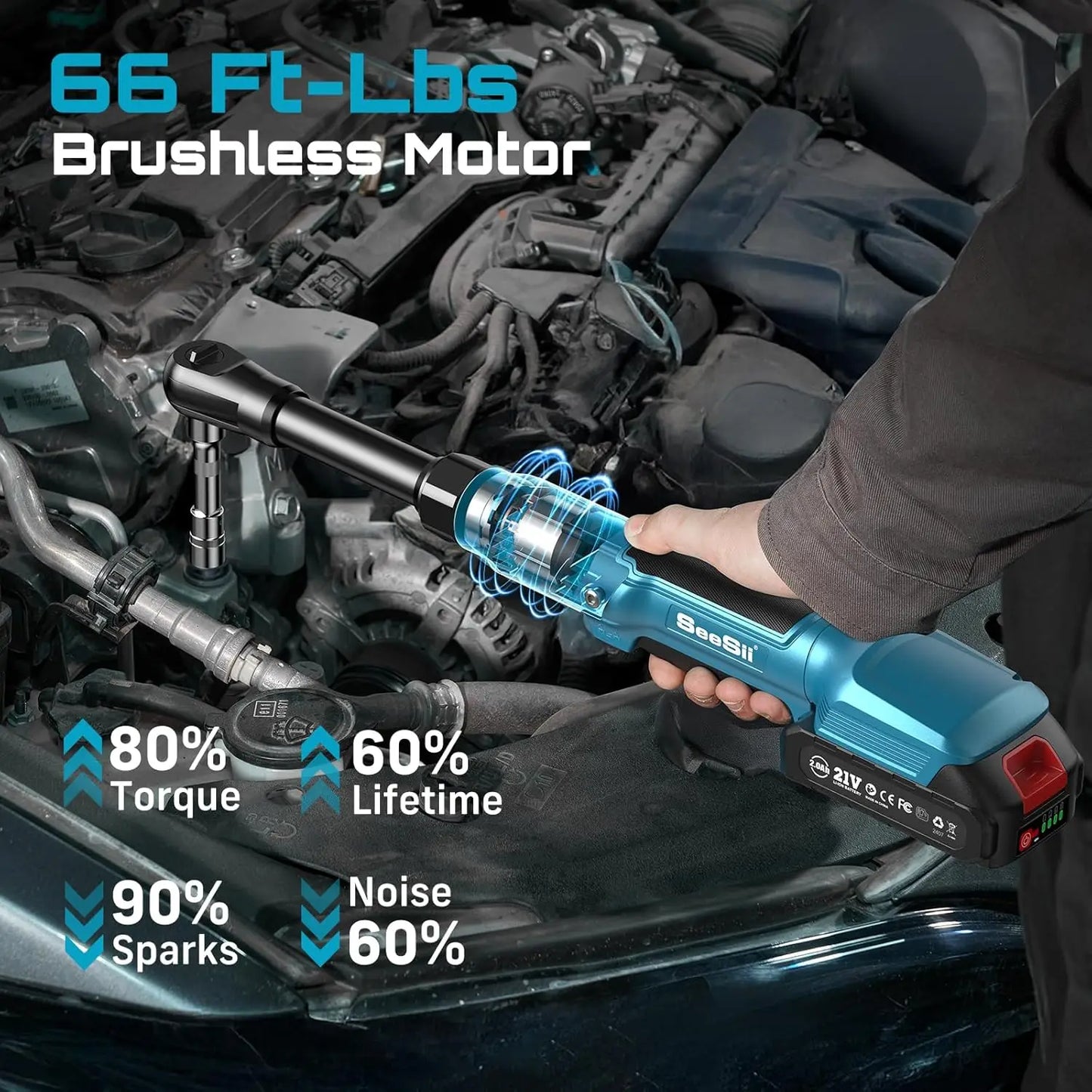 Rechargeable 3/8" Electric Wrench for Car Repairs