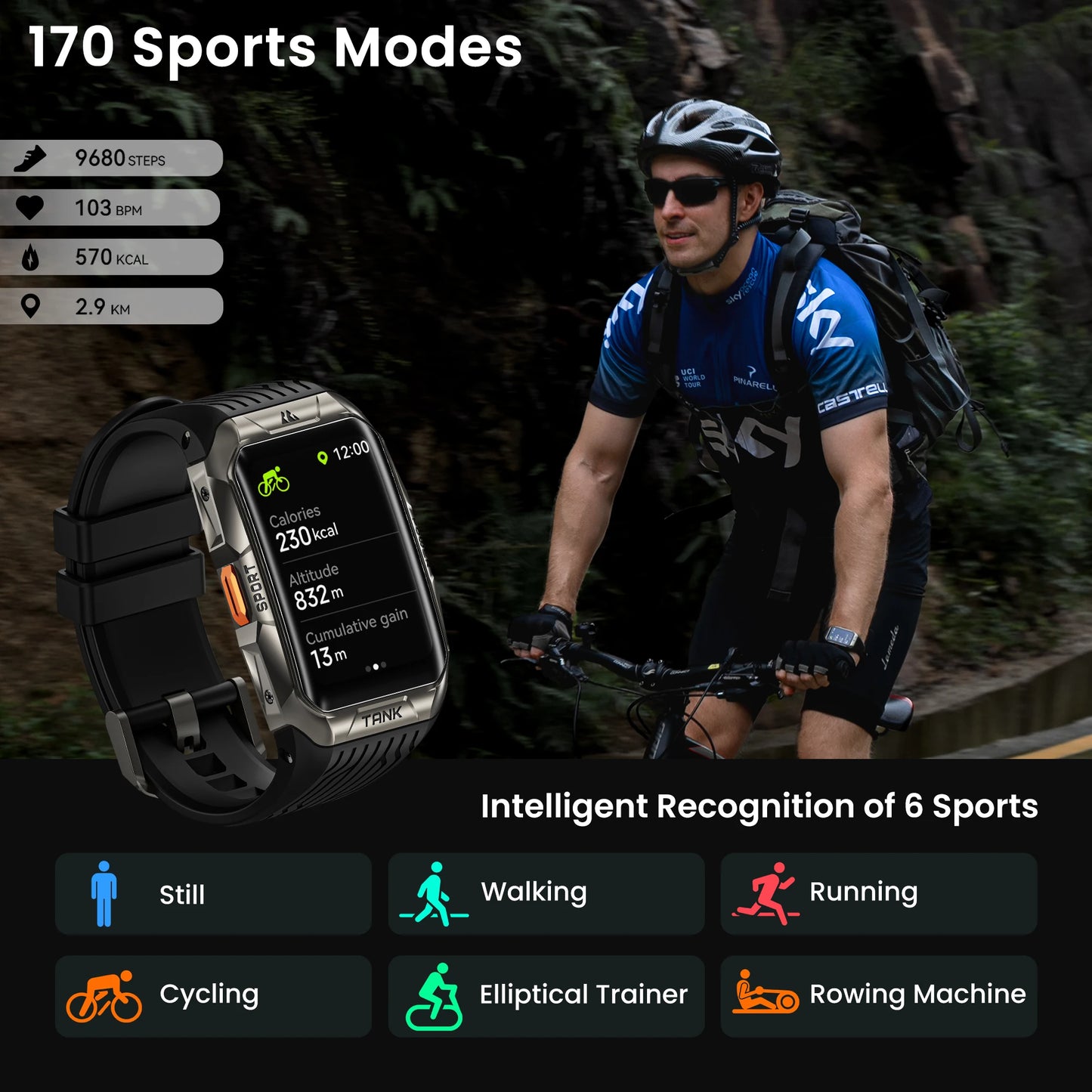 Rugged Smartwatch with 3D Curved AMOLED Display Silver