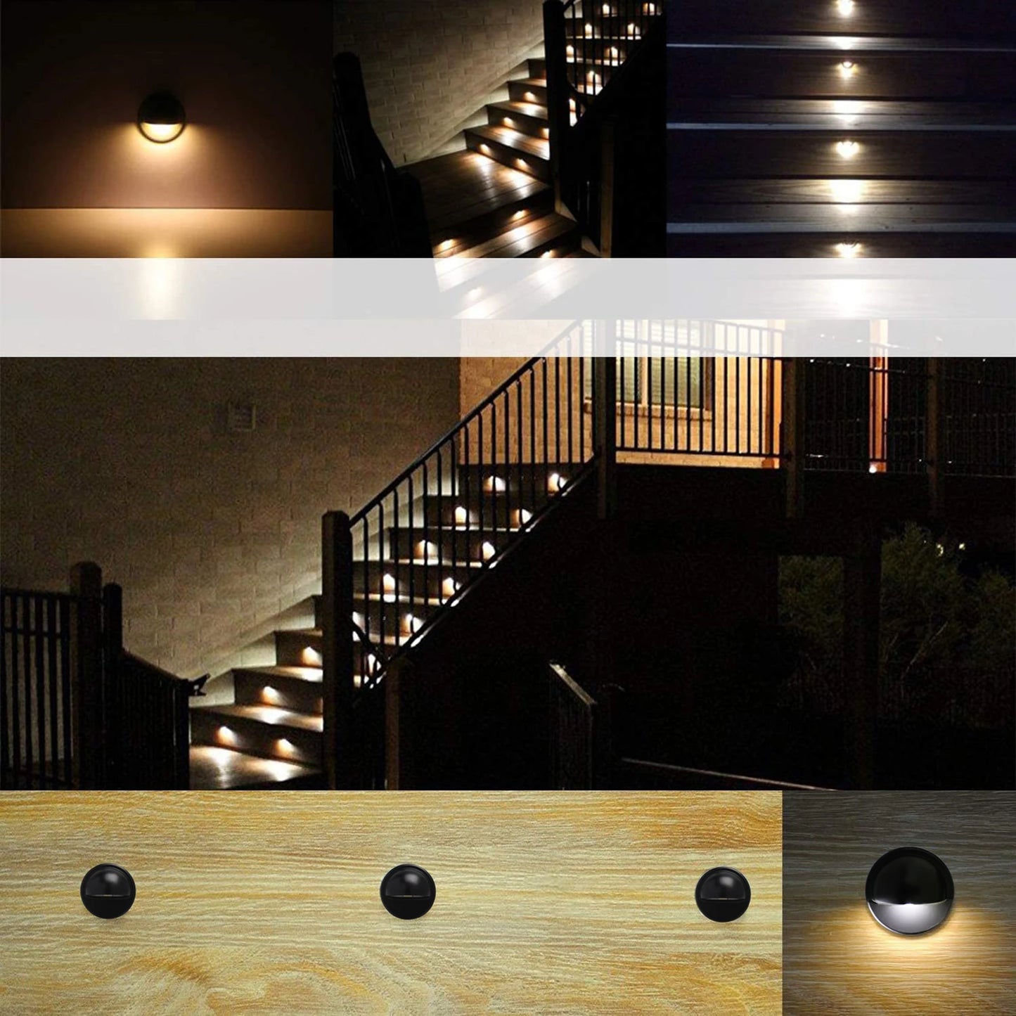 10 Pack Warm White LED Deck Lights for Outdoor Stairs