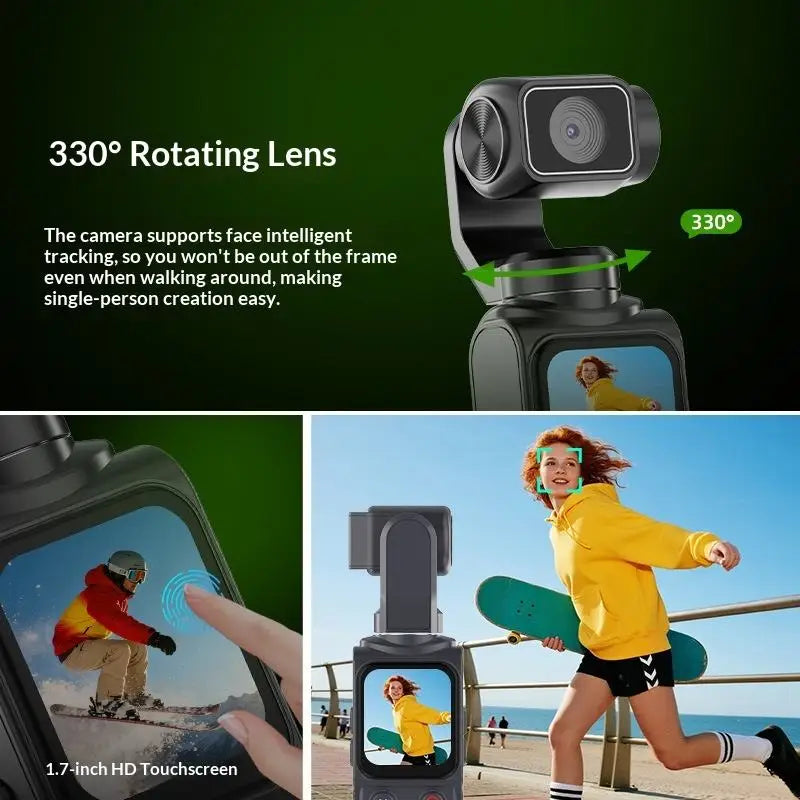 Portable Stabilized Vlogging Camera 4K 64MP Black Edition