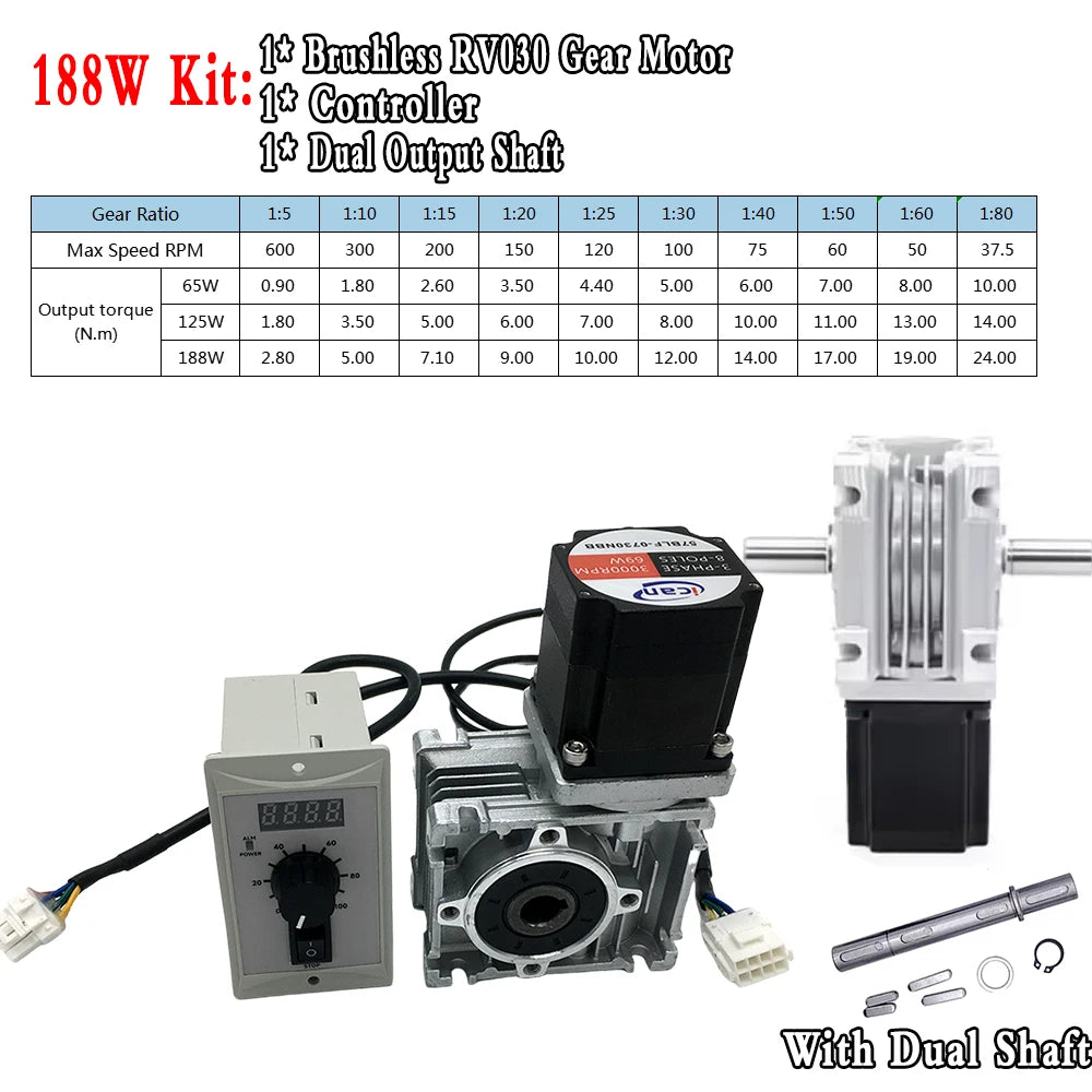 High-Speed 65W Double Shaft Motor Kit 600RPM