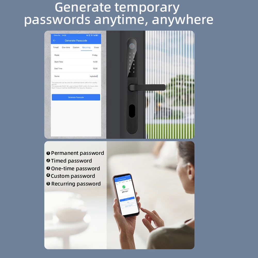 Waterproof Bluetooth Door Lock Fingerprint & Password Access