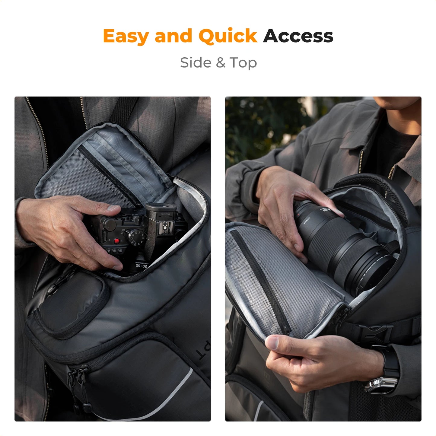 Waterproof Camera Backpack 25L with Laptop Pocket Black