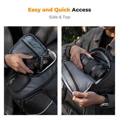 Waterproof Camera Backpack 25L with Laptop Pocket Black