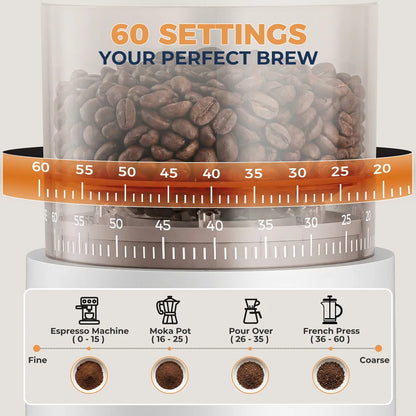 USB-C Rechargeable Coffee Grinder 60 Settings Stainless Steel Burr