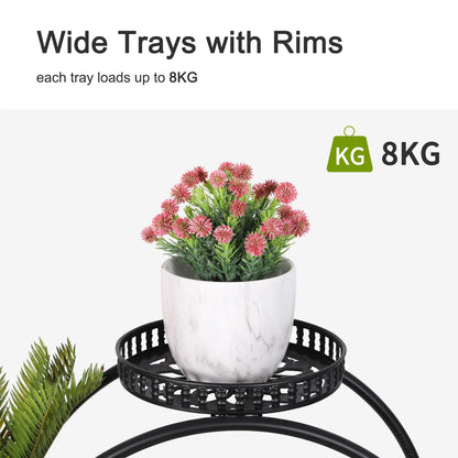 4-Tier Plant Stand with Wheels Holds Six Flower Pots
