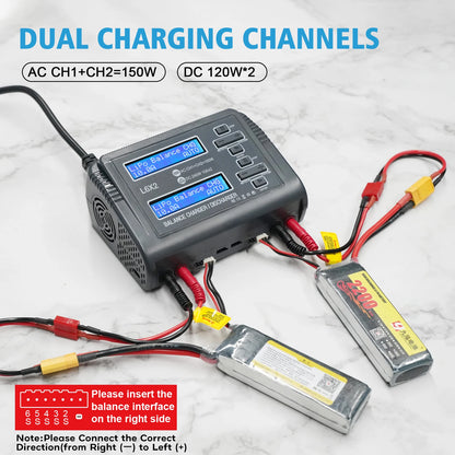 10A Lipo LiFe LiHV Battery Charger Dual Output