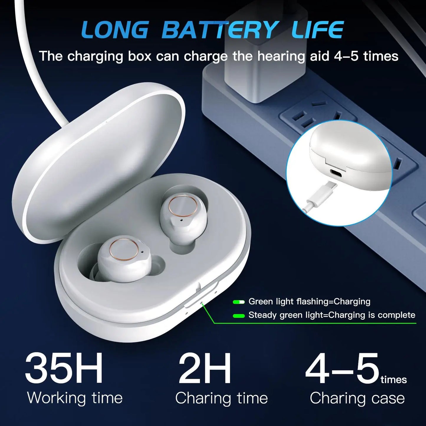 White Mini Magnetic Hearing Amplifier for Seniors
