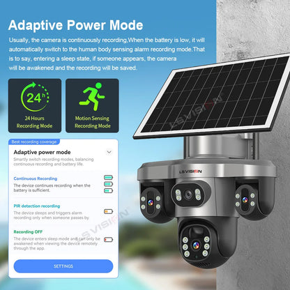 Solar Powered WiFi Security Camera with 128GB Storage