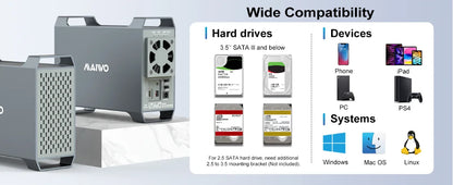High-Speed 10Gbps Dual Bay External HDD RAID Box