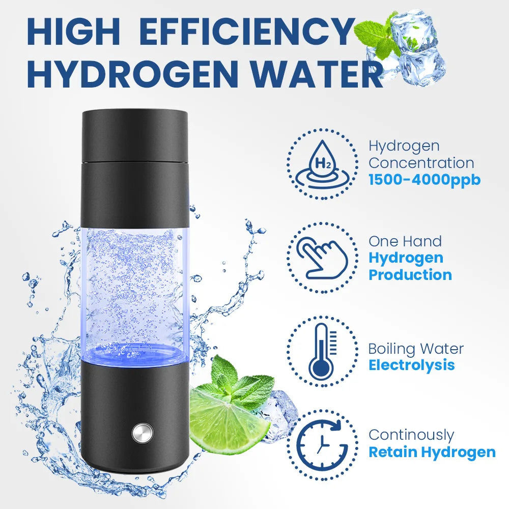 Portable Hydrogen Water Bottle Generator 4000ppb Rechargeable