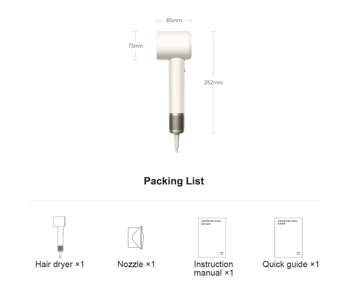 Portable Ionic Hair Dryer with Intelligent Heat Control White
