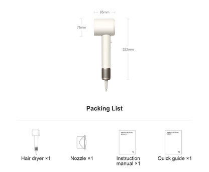 Portable Ionic Hair Dryer with Intelligent Heat Control White