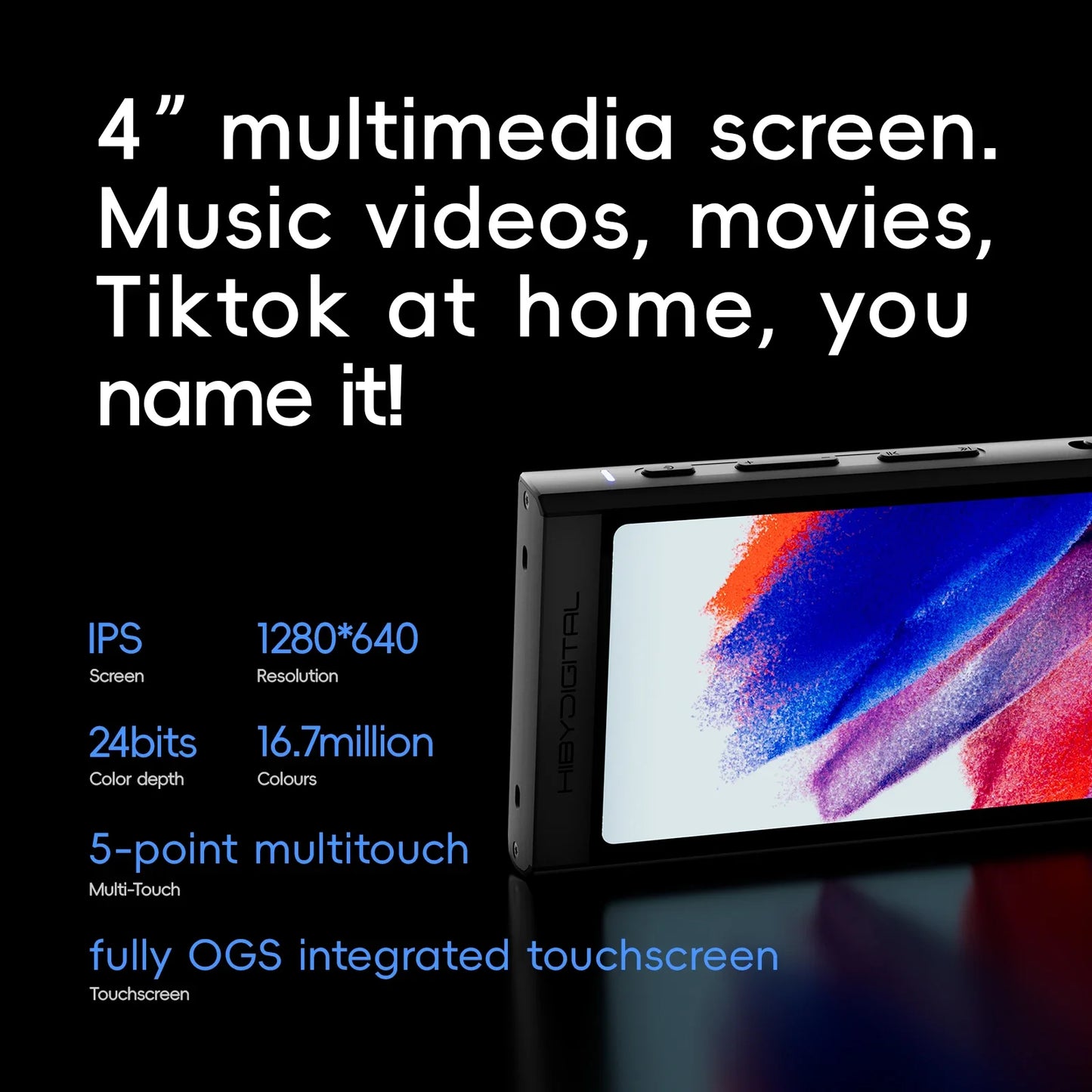 Smart HiFi Audio Player 128GB Blue with IPS Display