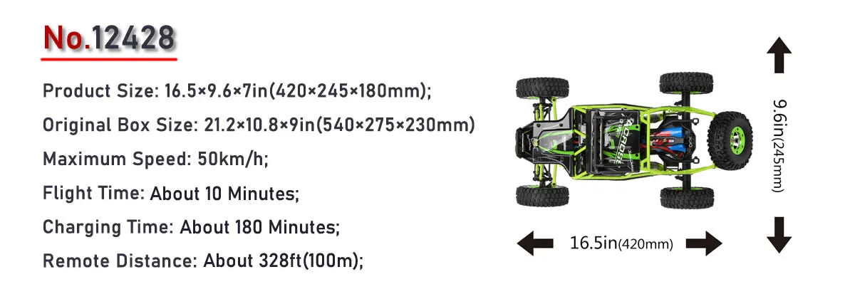 High Speed 4WD Remote Control Car 1:12 LED Climbing Buggy