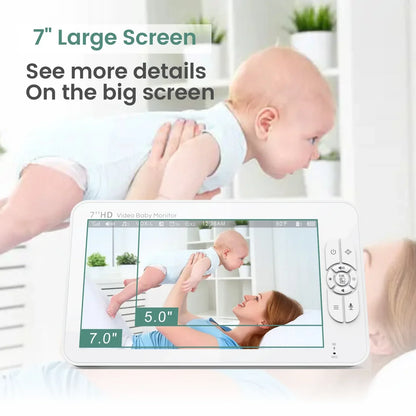 7 Inch HD Baby Monitor with 4X Zoom PTZ Camera