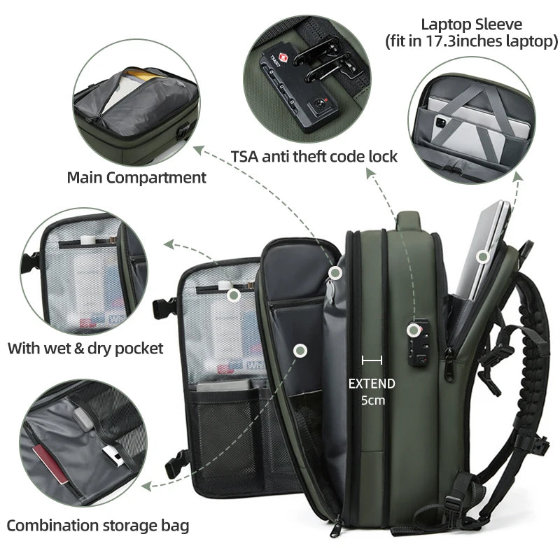 Men’s Hiking & Business Laptop Backpack 17 Inch