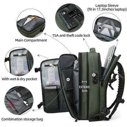 Men’s Hiking & Business Laptop Backpack 17 Inch