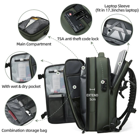 Men’s Hiking & Business Laptop Backpack 17 Inch