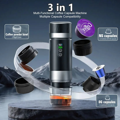 3in1 Portable Espresso Coffee Machine Digital Display