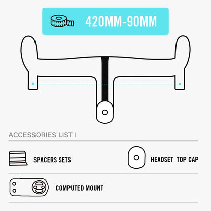 Lightweight Carbon Road Handlebar Internal Routing 420×90mm