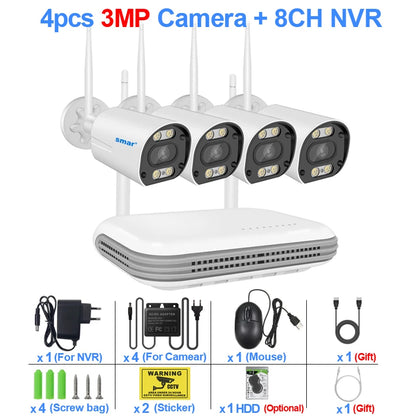 3MP WiFi CCTV Security Camera System with 8CH NVR