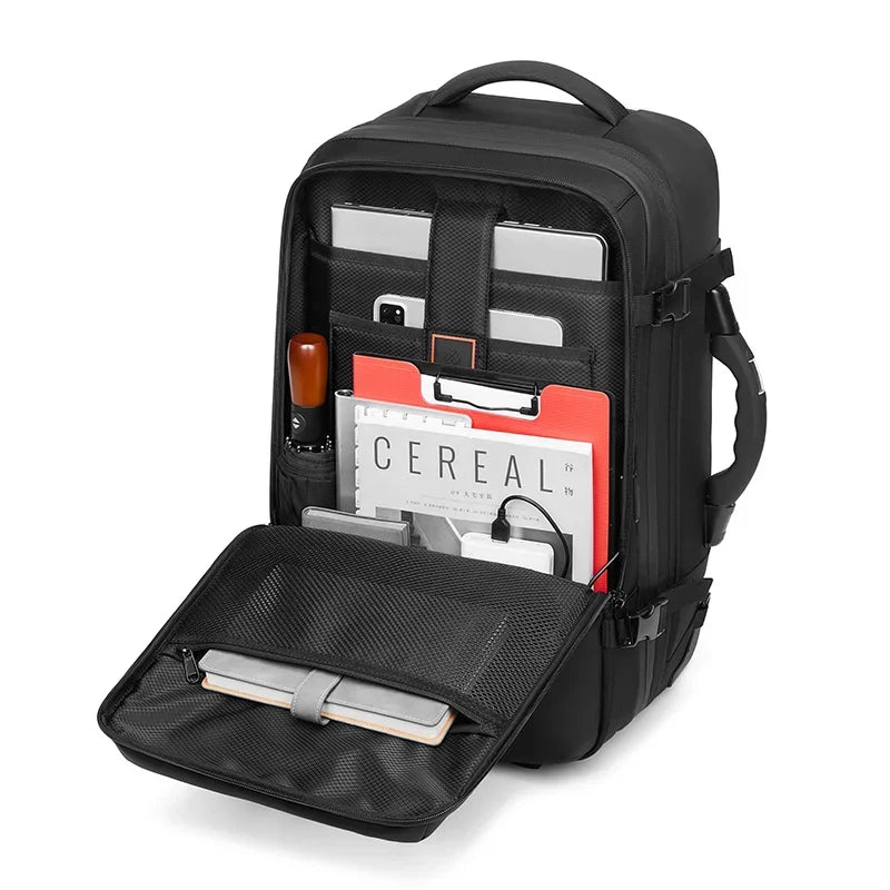 Wheeled Carry-On Business Backpack with Pump and Trolley Handle