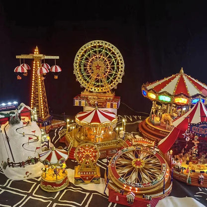 Rotating Roller Coaster Music Box with Amusement Park Design