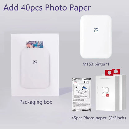 Rechargeable Mini Photo Printer 40 Sheet Bundle